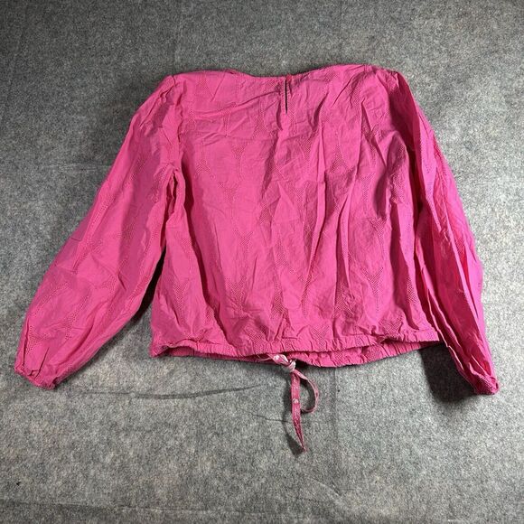 Karl Lagerfeld Top Women’s Large Paris Eiffel Tower Print Blouse Puff Sleeve - Picture 6 of 8